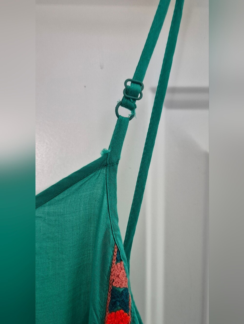 Sundance embroidered Boho green cami camisole long A line flowy summer dress XL - Picture 9 of 10